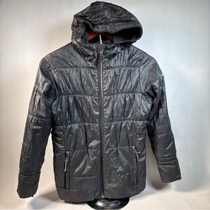 Columbia Omni-heat Hooded Black Jacket Winter Coat Medium 10/12 Boys READ